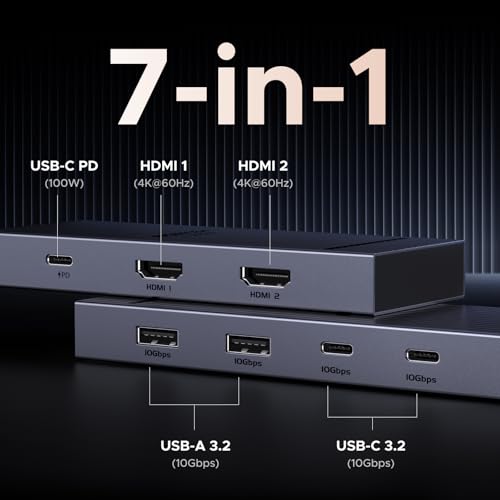 UGREEN Revodok Pro 7-in-1 Docking Station for HP Thinkpad Dell and More Users
| 100W PD & 10Gbps USB-C Hub for Gadget L
