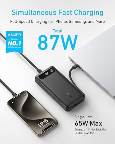 Anker Power Bank 20,000mAh Fast Charging Portable Battery for MacBook, iPhone, Samsung, and More
| Anker 20,000mAh 3-Po