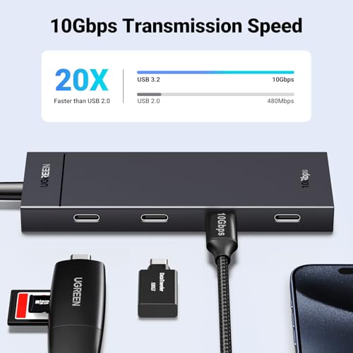 UGREEN 10Gbps USB C Hub for MacBook Pro, MacBook Air, and iPhone 15
| UGREEN USB |2 Hub with 4 USB-C Ports for iPad Pro